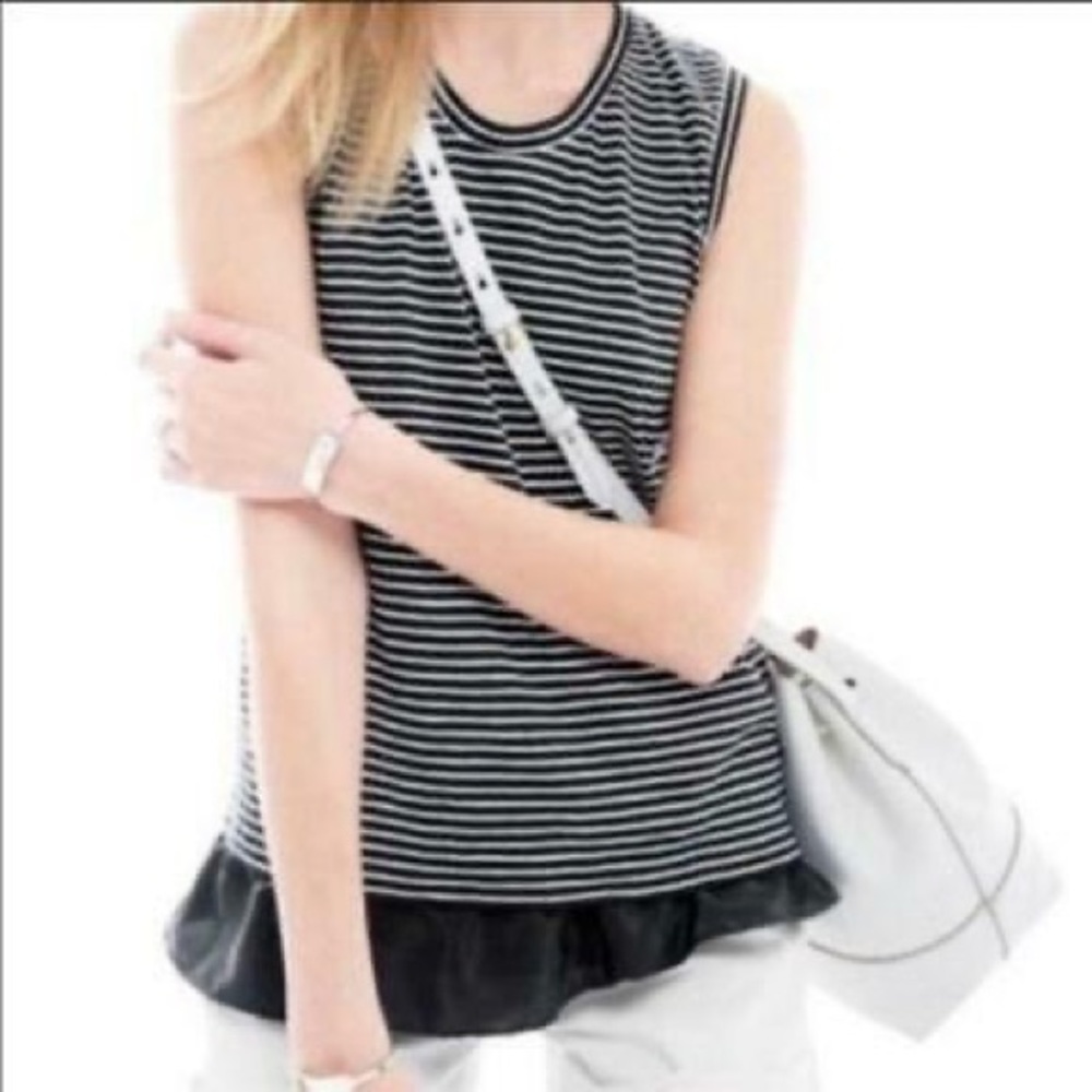 J. Crew ruffle hem peplum top striped